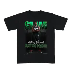 Anthony Edwards “Hunting Season” Basketball T-Shirt – Black Graphic Tee Featuring SLAM Style Green Pro Hoops Star Design