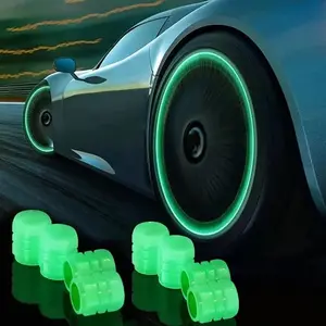 16PCS Fluorescent Car Tire Valve Stem Caps - Auto Luminous Illuminated Wheel Valve Covers, Corrosion Resistant Glow in The Dark Decor for Motorcycles, SUV, Trucks (Green)