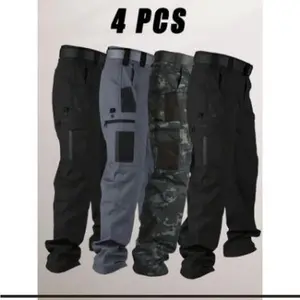 4 Pack Tactical Pants for Men Stretch, Ripstop Work Men, Lightweight Hiking Cargo Pants, Outdoor Apparel, Gift Summer Pocket Trouser Activewear Athletic Menswear Polyester Fabric Sportx