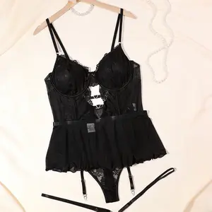 Conjuntos de lencería tipo Teddy de tallas grandes para mujer | Ropa de dormir: Camisón Babydoll y Chemise de tirantes finos | Lencería exótica con encaje floral | Bodysuit | Ropa de dormir minimalista | SpringStatements Womenswear