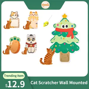 【Buy 1 Get Free Toy Mouse!】Wall Mounted Cat Scratching Board Thickened Durable Wear Resistant Protects Furniture from Cat Scratching Suitable for walls Sofas Cabinets Doors Glass Personalized Cat Tree Tower Cat toy mouse Pet supplies Scratcher Kittens tik