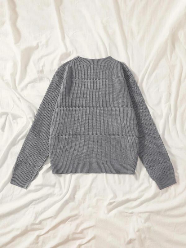 Women's Simple Minimalist Plain Textured Round Neck Sweater, Comfy Clothes for Women, Casual Basic Comfort Drop Shoulder Crewneck Long Sleeve Jumper for Fall, Ladies Knitwear for Fall Daily Wear, Womenswear Top, Knit Pullover Tops Women's Simple Minimalist Plain Textured Round Neck Sweater, Comfy Clothes for Women, Casual Basic Comfort Drop Shoulder Crewneck Long Sleeve Jumper for Fall, Ladies Knitwear for Fall Daily Wear, Womenswear Top, Knit Pullover Tops