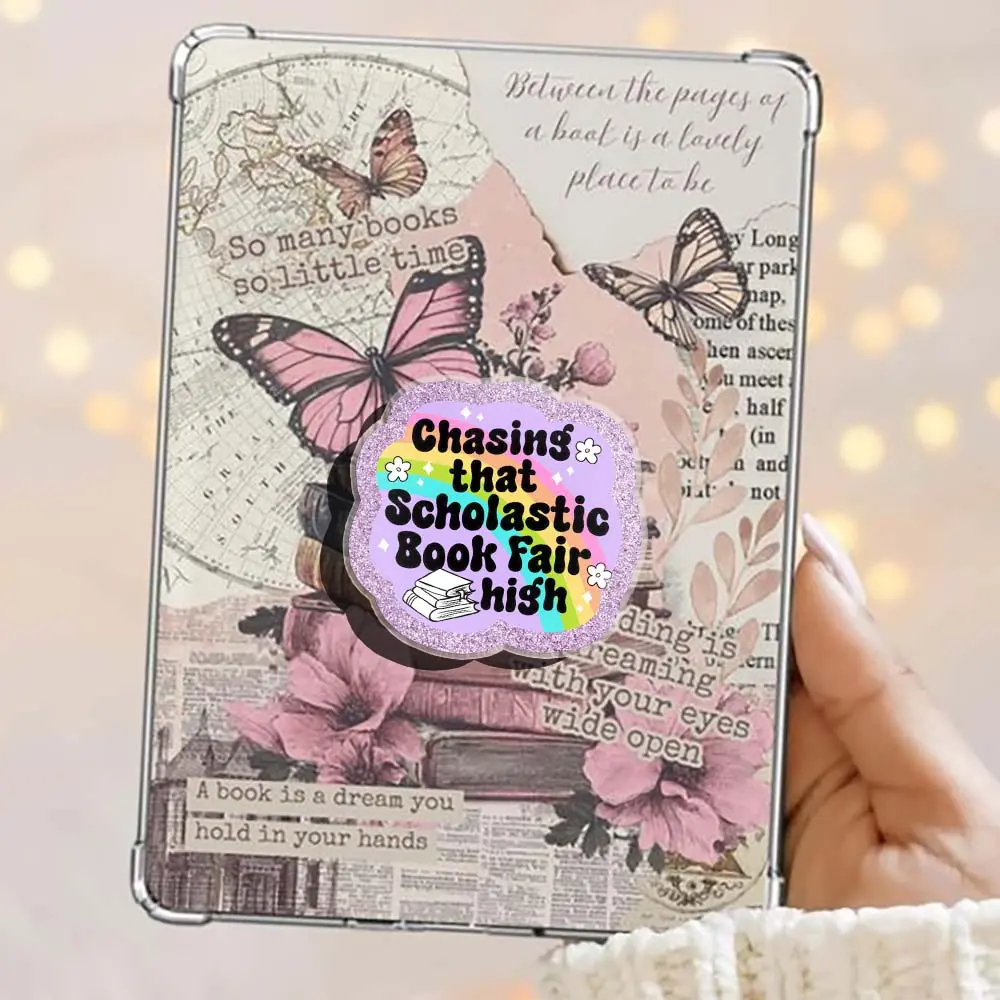 Chasing That Scholastic Book Fair Acrylic Sparkly Kindle Grip Magnetic Kindle Grip Book Lover Kindle Accessories Phone Holder PopSocket Phone Grip Magnetic Pop Socket Phone Grip