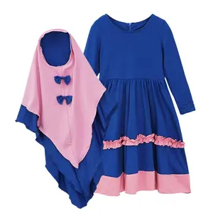 Girls' Middle Eastern Style Wardrobe Essential: 2-Piece Set |   Long Sleeve Dress + Headscarf (Cotton, Festive/Daily)