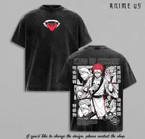 Ryomen Sukuna Domain Expansion King of Curses Anime Tee Jujutsu Kaisen Dark Aesthetic Streetwear Vintage Washed Graphic Shirt