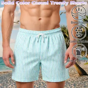Quick-drying men's beach shorts, five-point length swimming trunks, anti-embarrassment design, suitable for swimming, beach vacations, hot springs, and other water activities.