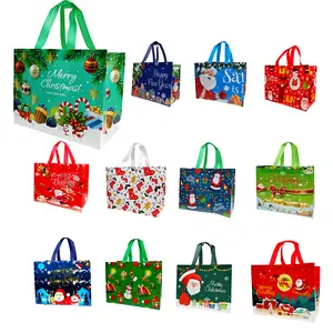 12PCS Christmas Gift Bags With Assorted Patterns. Reusable Non - Woven, Handle - Equipped. Ideal For New Year & Christmas Decor, Perfect For Holiday Gifting.Box Packs heavy-duty storage tote foldable shopping tote Water-Resistant market trip