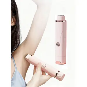 Pink Portable Electric Bikini Trimmer for Women, Dual Head Waterproof Shaver, Female Grooming Razor