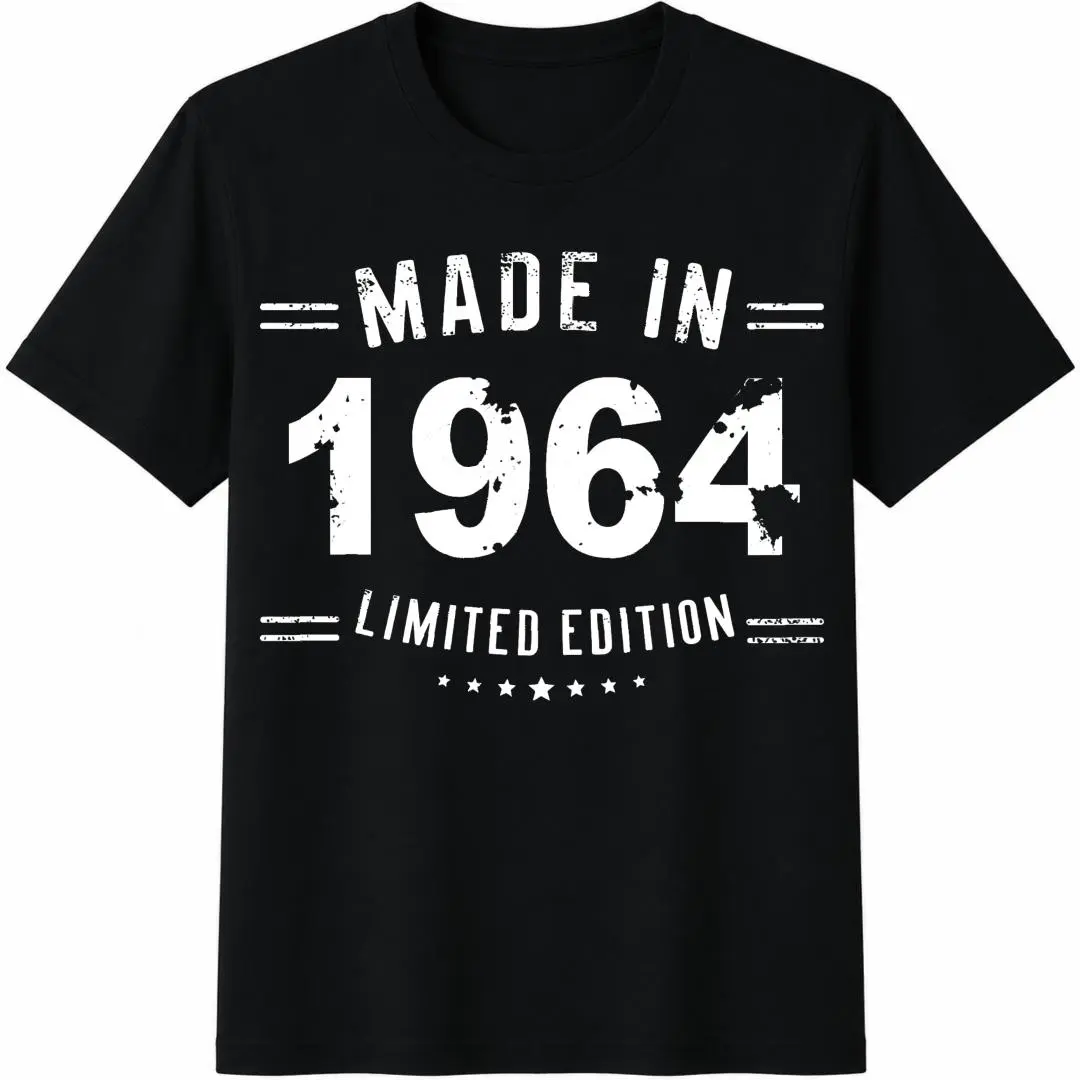 Unisex Graphic Tops, Vintage 1964 Cotton T-Shirt for Plus Size, Breathable Loose-Fit Shortsleeve Tee for Matching Outfits, Fashion, Clothes