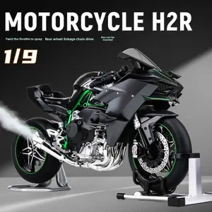 The Kawasaki H2R motorcycle model can be ignited and started. It is an alloy imitation of a real motorcycle, featuring a hand-painted figure of a boy. It is a collectible item suitable for enthusiasts and an ideal gift.