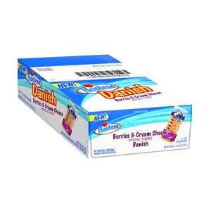 Hostess Berries & Cream Cheese Danish Pack of 6 Delicious Snack Pastries Cake Dessert with Mixed Berry Fruit Filling