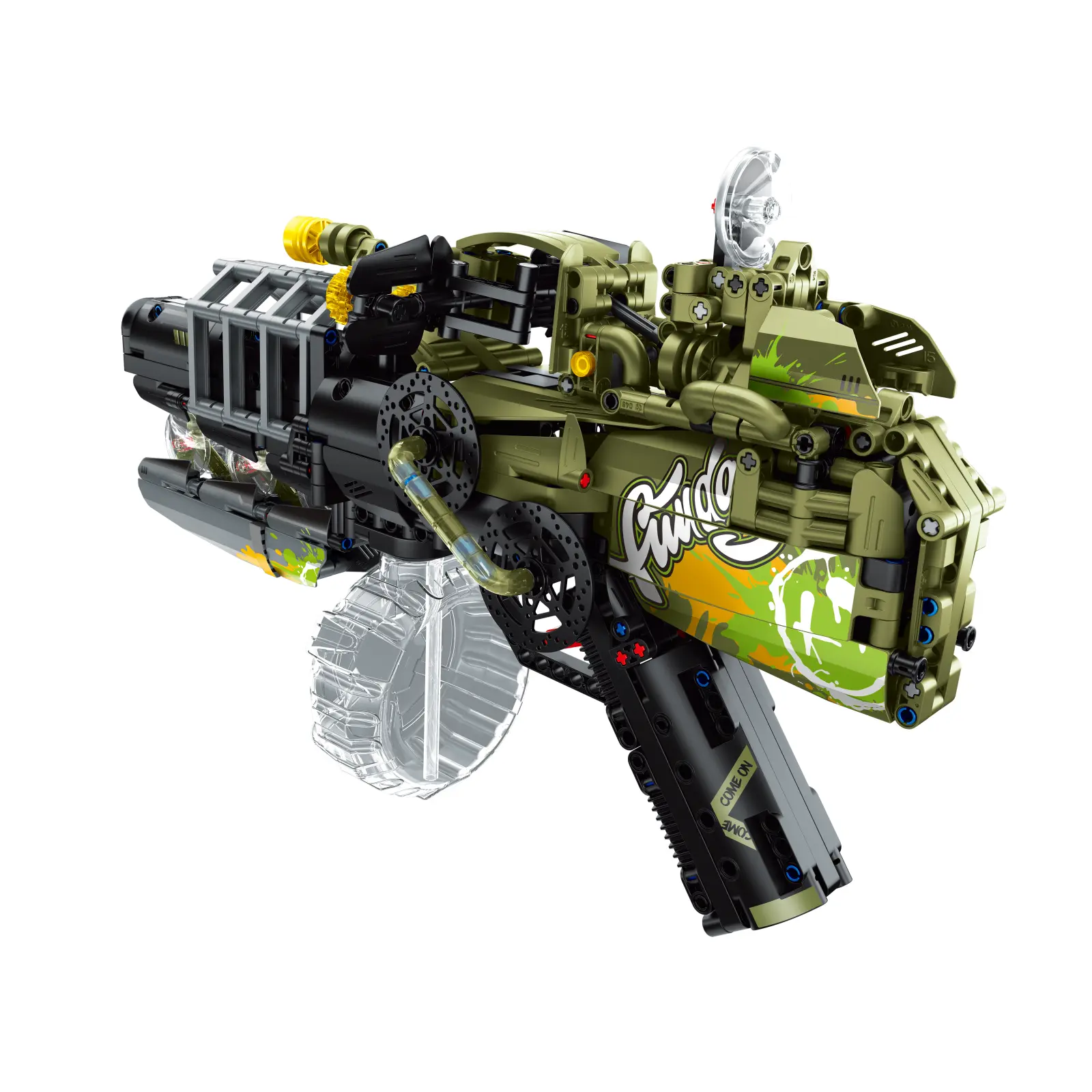 Buildable Electric Water Blaster, Automatic Squirt Water Gun Building Set with Glowing Muzzle,Rechargeable Battery Included,DIY Assembly Summer Outdoor Toys for Adults & Kids 8+