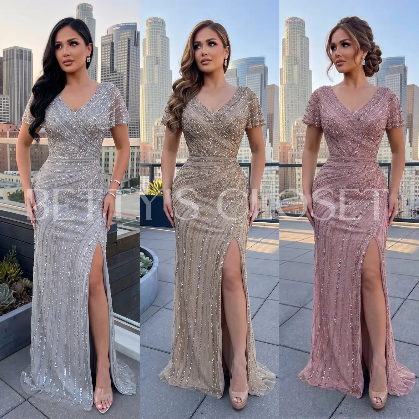 Alison Beaded Embellished Gown W/ Zipper Back Alison Beaded Embellished Gown W/ Zipper Back