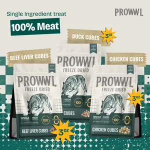 PROWWL Freeze Dried Meat 3oz pack for Pet 100% Single Ingredient Natural meet source High protein Grain-Free & Gluten Free 0% Additives