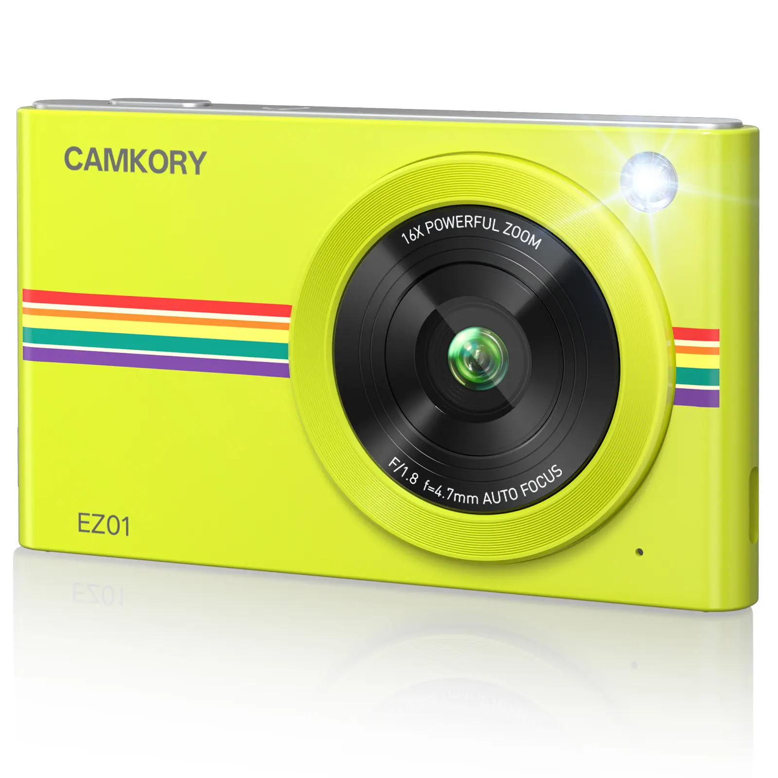 CAMKORY EZ01 Compact Digital Camera for Travel & Vlogging — Ultra-Thin Pocket Camera with Creative Filters & WiFi, Cute Lightweight Camera for Teens, Girls & Content Creators, Macaron Colors