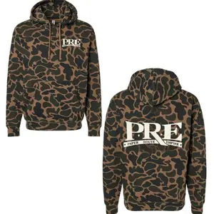 PRE Paper Route Empire Mossy Oak Bottomland Camo Hoodie– Original Hunting Style Hoodie Vintage Duck Camo Print Pullover Loose Comfort Warm Sweatshirt Streetwear Casual Style For Men Women Fall Winter Spring