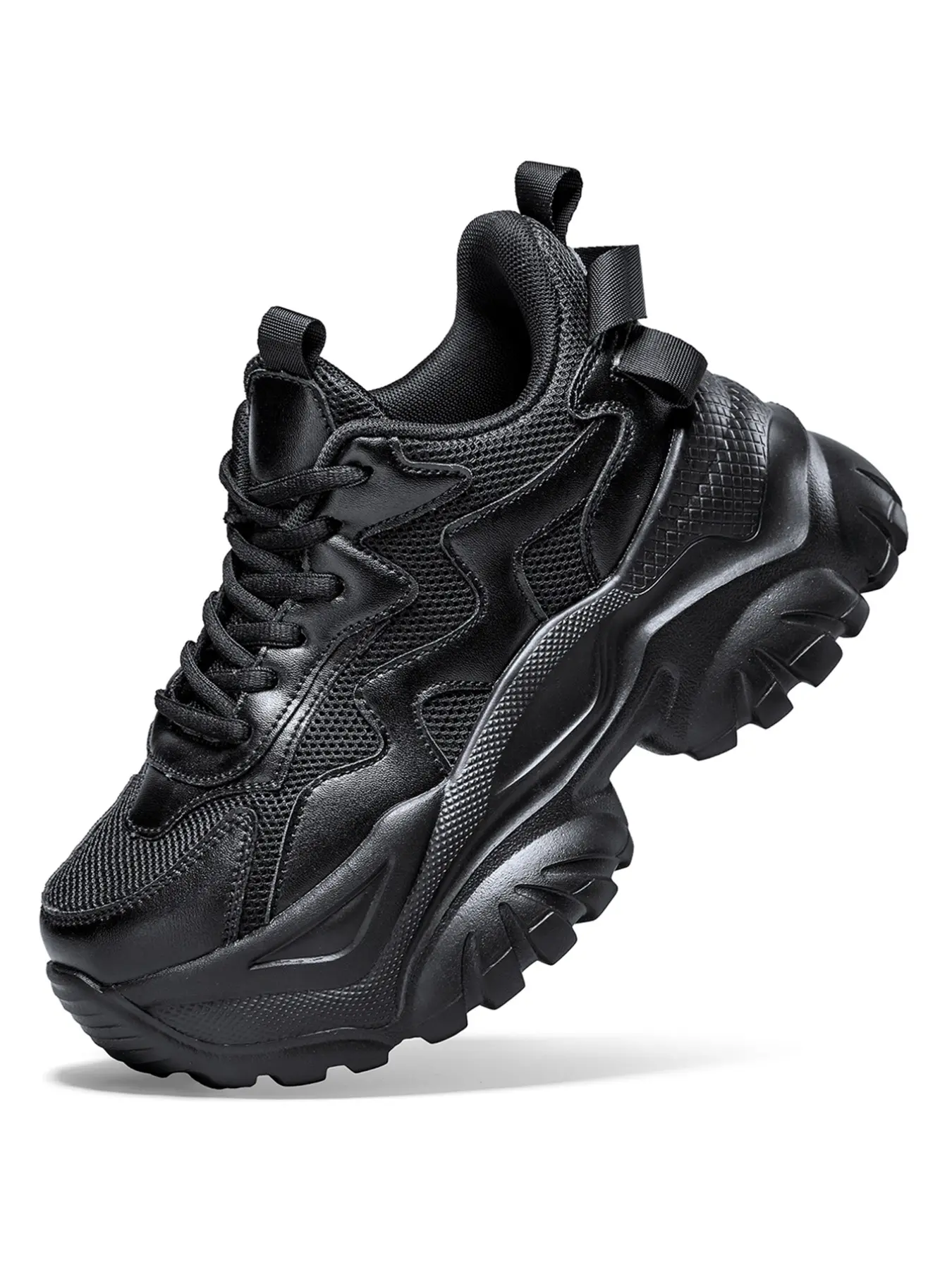 2026 Spring New Arrival: All-white & All-black Platform Chunky Sneakers, Platform Trainer, Sports Shoes, Breathable Mesh Upper, Invisible Height-increasing Design, Comfortable for Extended Wear, Suitable for Shopping, Daily Outings, Size 35-42