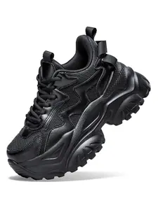 2026 Spring New Arrival: All-white and All-black Platform Chunky Sneakers. Breathable Mesh Upper With Invisible Height-increasing Design. Comfortable for Extended Wear, Suitable for Shopping, Commuting, Daily Outings, and Campus Wear. Sizes 35-42.