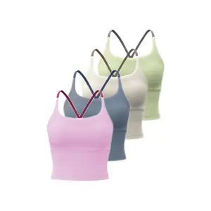 Comfortable Durable Sports Short Camisole Women's Sportswear Suitable for Indoor and Outdoor Wear Fitness Clothing Backless Halter Crop Longline Strappy Impact Gym Top sports bra Crossover Sports Bra