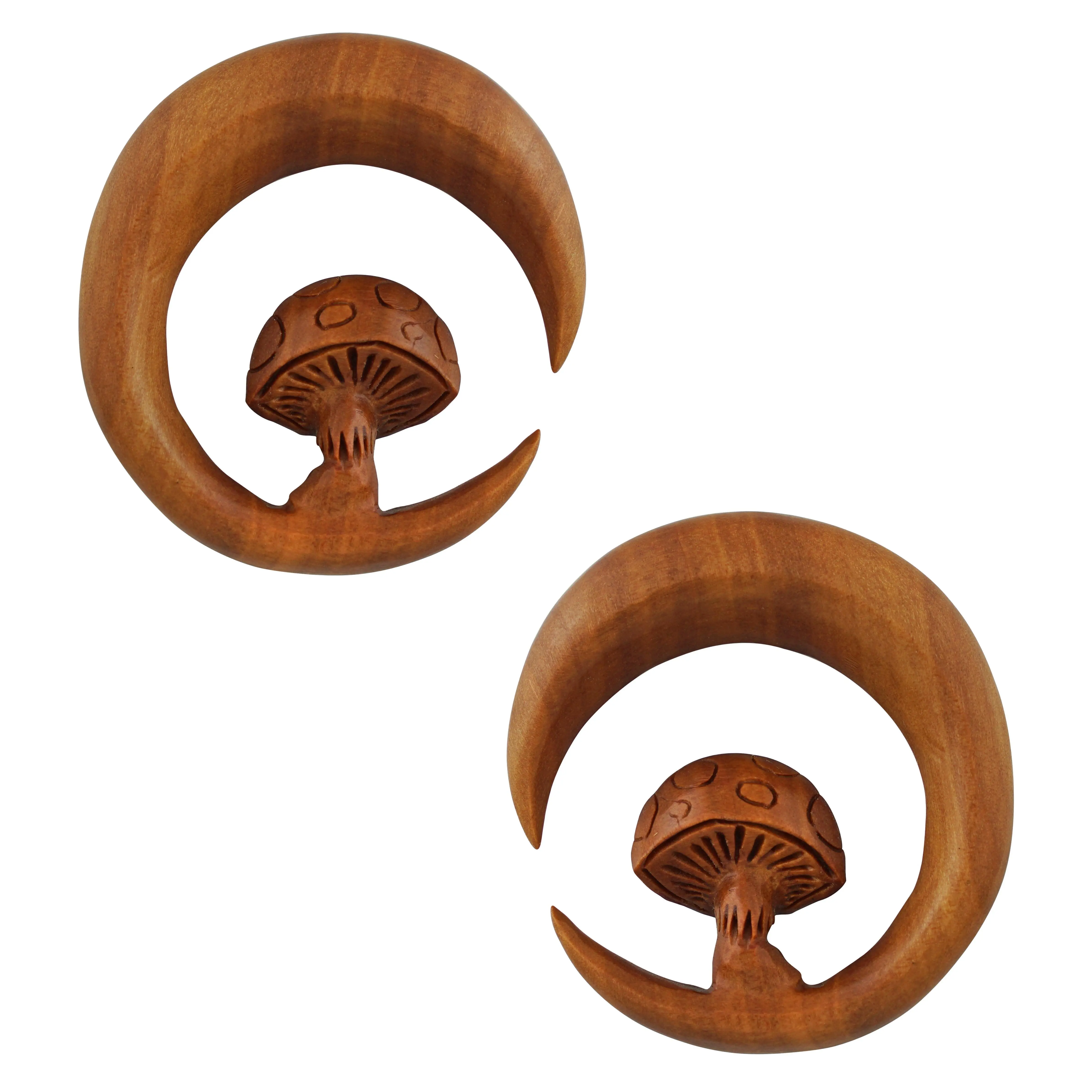 Mushroom Saba Wood Hoop Hangers