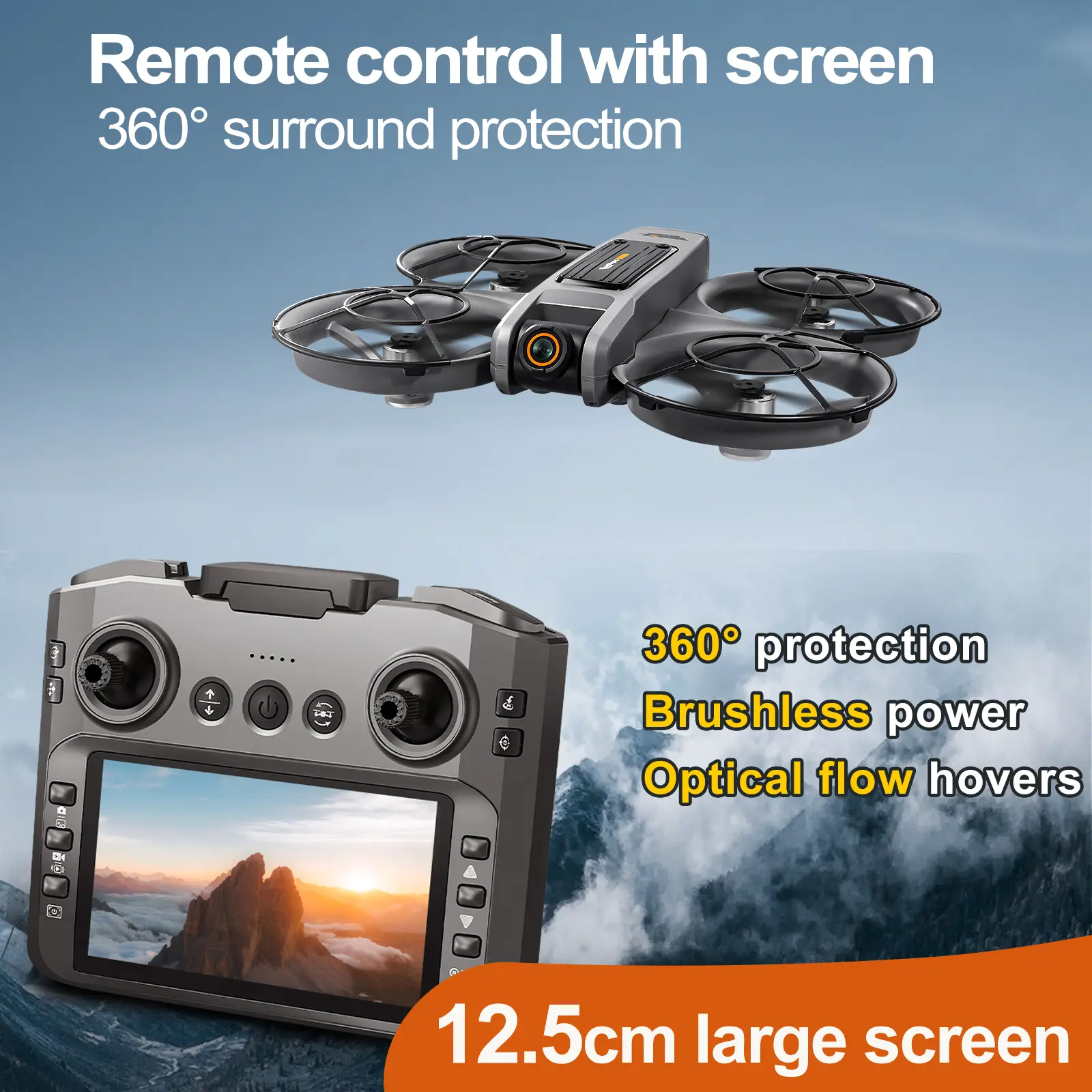 SMART AIRCRAFT S156-Folding Portable RC Quadcopter Drone with 4.5" LCD FPV Screen Remote Control - GPS Return, Optical Flow Hover, Brushless Motor, 12.5cm HD FPV Cameras, HD Video, Drones Accessories