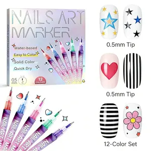 Holiday haul-New Year's gifts!12 Color Nail Doodle Pen for DIY Nail Art Quick Drying Acrylic Painting & 3D Dot Embroidery mma acrylic nail - On Nails Quick Drying Dot Stitching Nail Art Pen for Home and Salon, Nail Care Cutics Manicure Polish Cosmetic