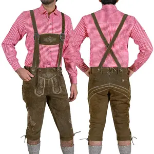 Authentic German Bavarian Traditional Oktoberfest Lederhosen Bundhosen Costume for Men Made with Real Leather Menswear Outfit Clothing Collar