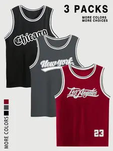 Men's Letter & Number Print Basketball Vest, Breathable Sleeveless Tank Top for Summer, Casual Sporty Top for Men, Sports Top, Workout Clothes, Training Clothes, Athletic Activewear
