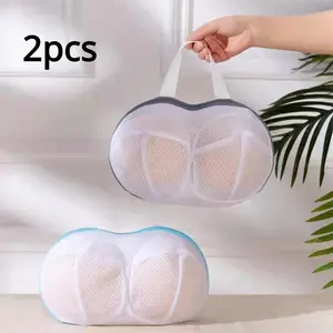 2pcs-Anti-deformation Bra Mesh Bag Machine-wash Special Polyester Bra Mesh Bags Laundry Brassiere Bag Cleaning Underwear Sports Bra