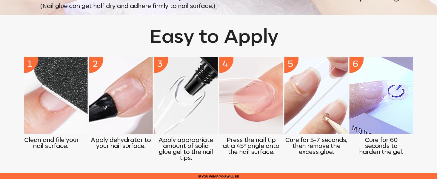 Modelones 30g Solid Gel Nail Glue for Clear Tips Super Strong Adhesive for Acrylic Extensions Press On Fake Tips U V Curing Needed Professional Adhesive