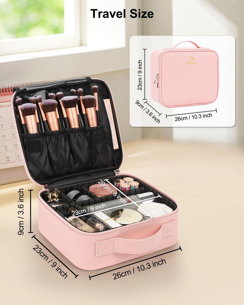 Small Travel Makeup Bag Travel Train Case and Light Mini Travel Make up for Women Train Case Cosmetic Organizer 3 Adjustable Brightness Toiletry Bag Portable Artist Storage Valentine's Day gift