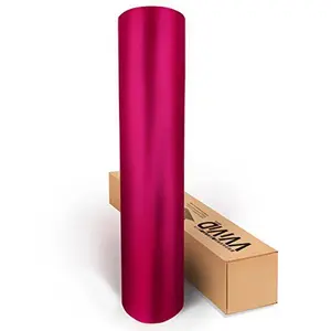 Pink Magenta Satin Chrome Metallic Finish Vinyl Wrap Film Roll Sheet Diy Easy To Use Air-release Adhesive (1ft X 5ft)