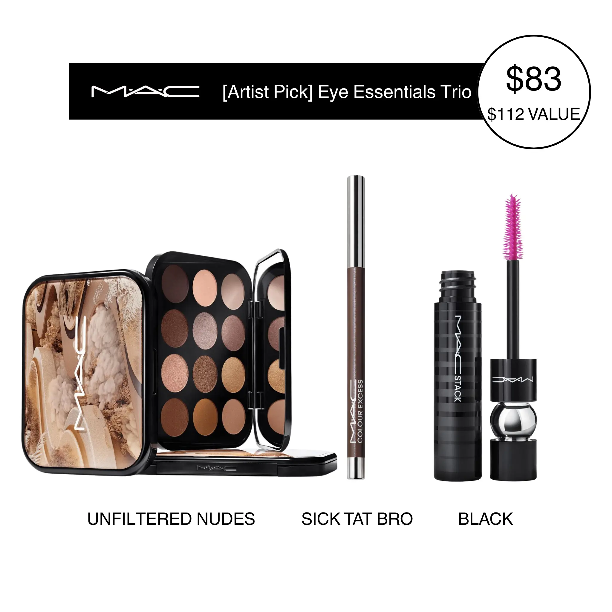 [Artist Pick] Eye Essentials Trio - High-Pigment Palette+24HR Gel Liner + Buildable Volume Mascara