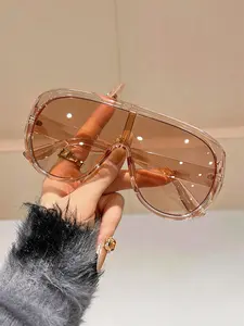 Fashionable Dual Bridge Large Frame Pilot Sunglasses, Ideal for Daily Commute and Driving, Stylish Eye Protection for Men and Women