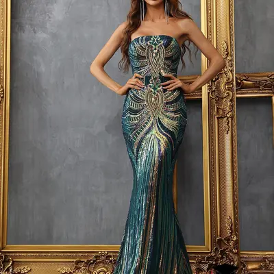 strapless open back dress Sherri Hill 54845 Champagne / 0