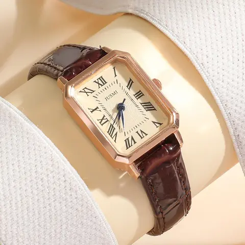 Women's Vintage Rectangular Dial Quartz Watch, Fashionable Analog Watch for Women & Girls, Trendy All-match & Exquisite Watch for Birthday Gift, Vintage Wristwatch, Casual Quartz Watch, Fashion Wristwatches
