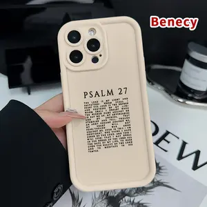 Phone Case for iPhone 17 Pro Max 16 Plus 15 14 13 12 11 Air E  Psalm 27 Verse Pattern Silicone TPU Lens Protective Rugged Durable Soft Cover for Male