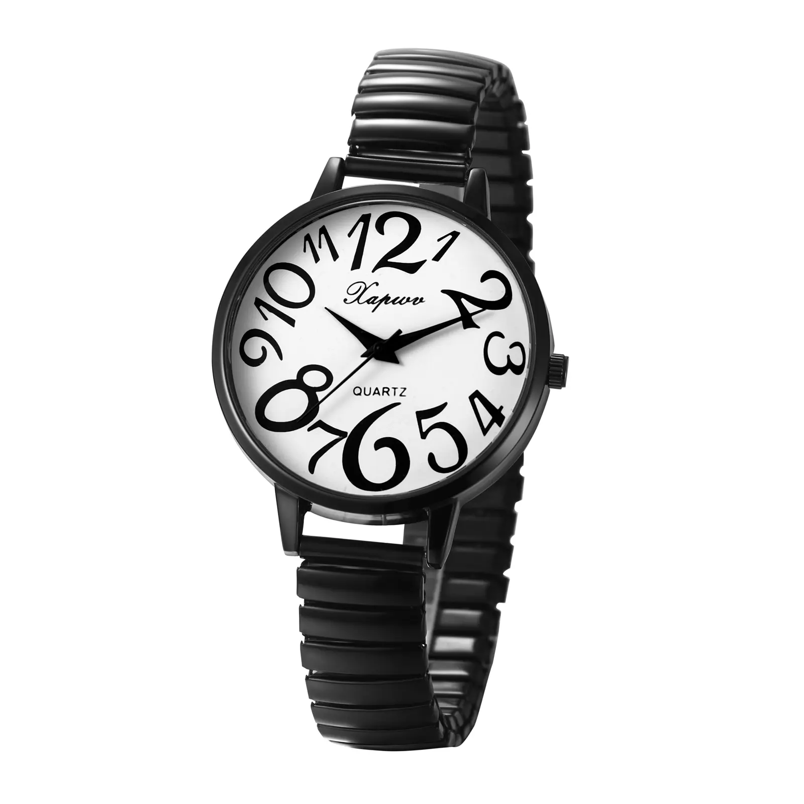 OIDEA Womens Big Number Easy Reader Watch, Stretch Stainless Steel Band Quartz Wristwatch for Seniors summerwins