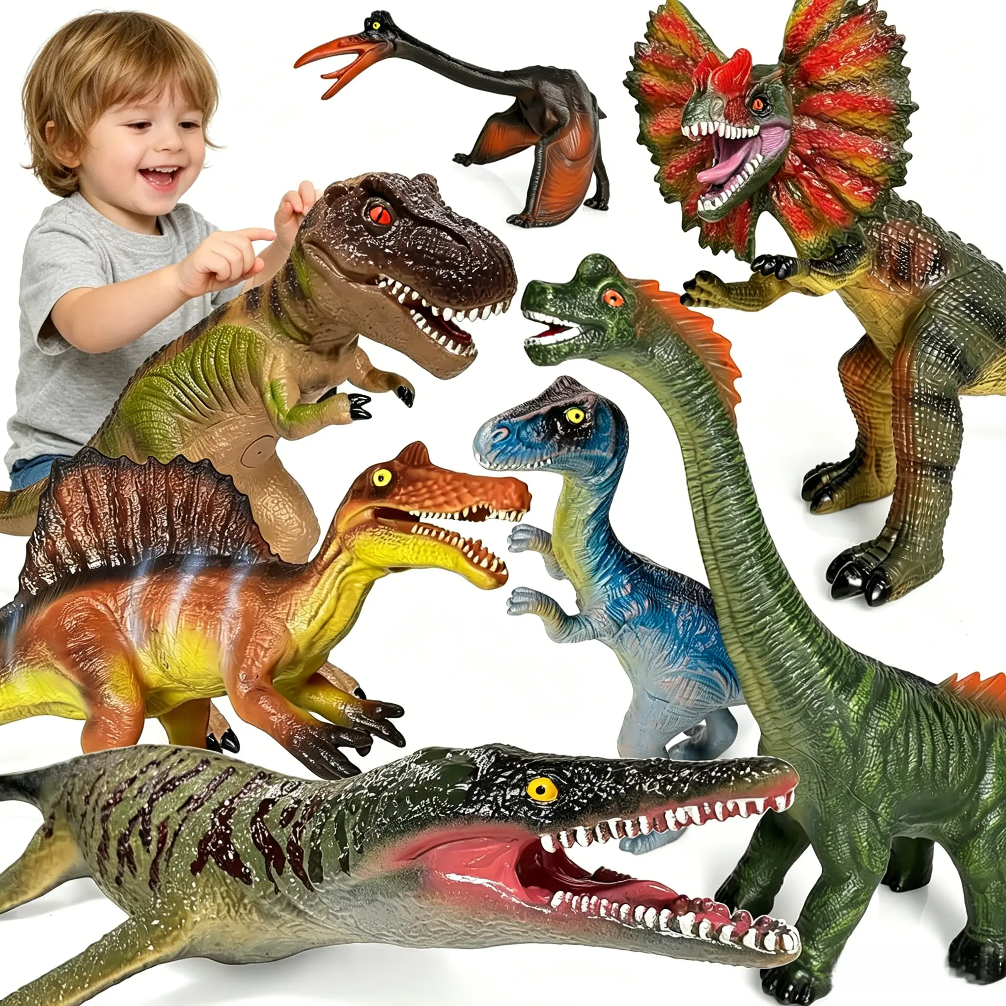 Dinosaur Toys for Kids 3-5 – 7 PCS Realistic Large Dinosaur Figures Soft Jumbo Dino Toy for Boys & Girls 5-7 Years Old – Toddler Boy, Animal Dino Toys