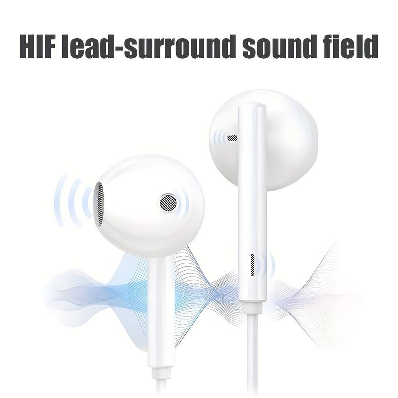 USB-C/Lightning wired headphones with microphone and volume control – wired earbuds with a built-in remote control to control music, calls, and volume.