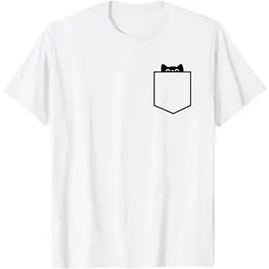 Minimalist Cat in Pocket, Funny Cat in Pocket, Cat T-Shirt