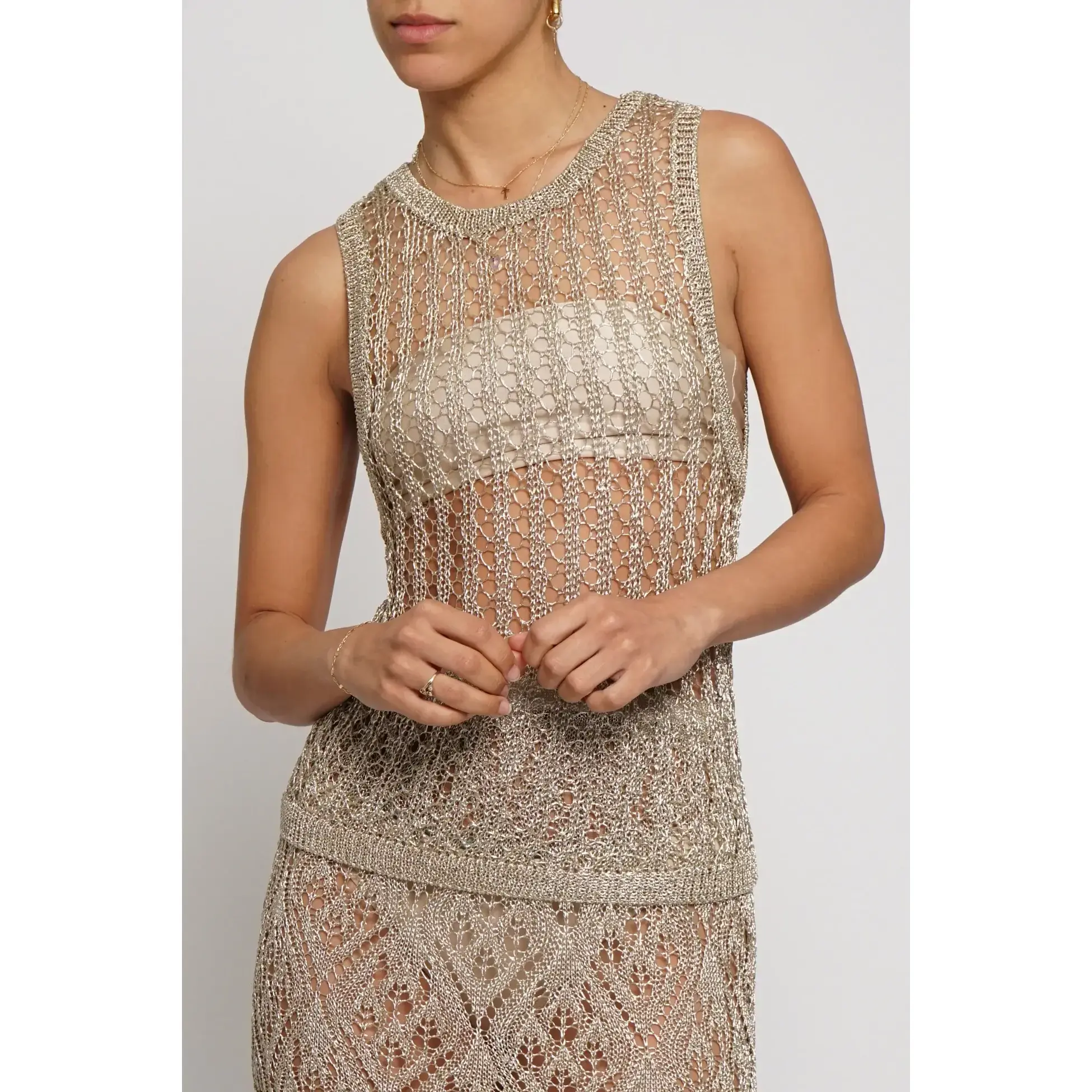 Women's Metallic Sweater Knit Top - Style GST3416