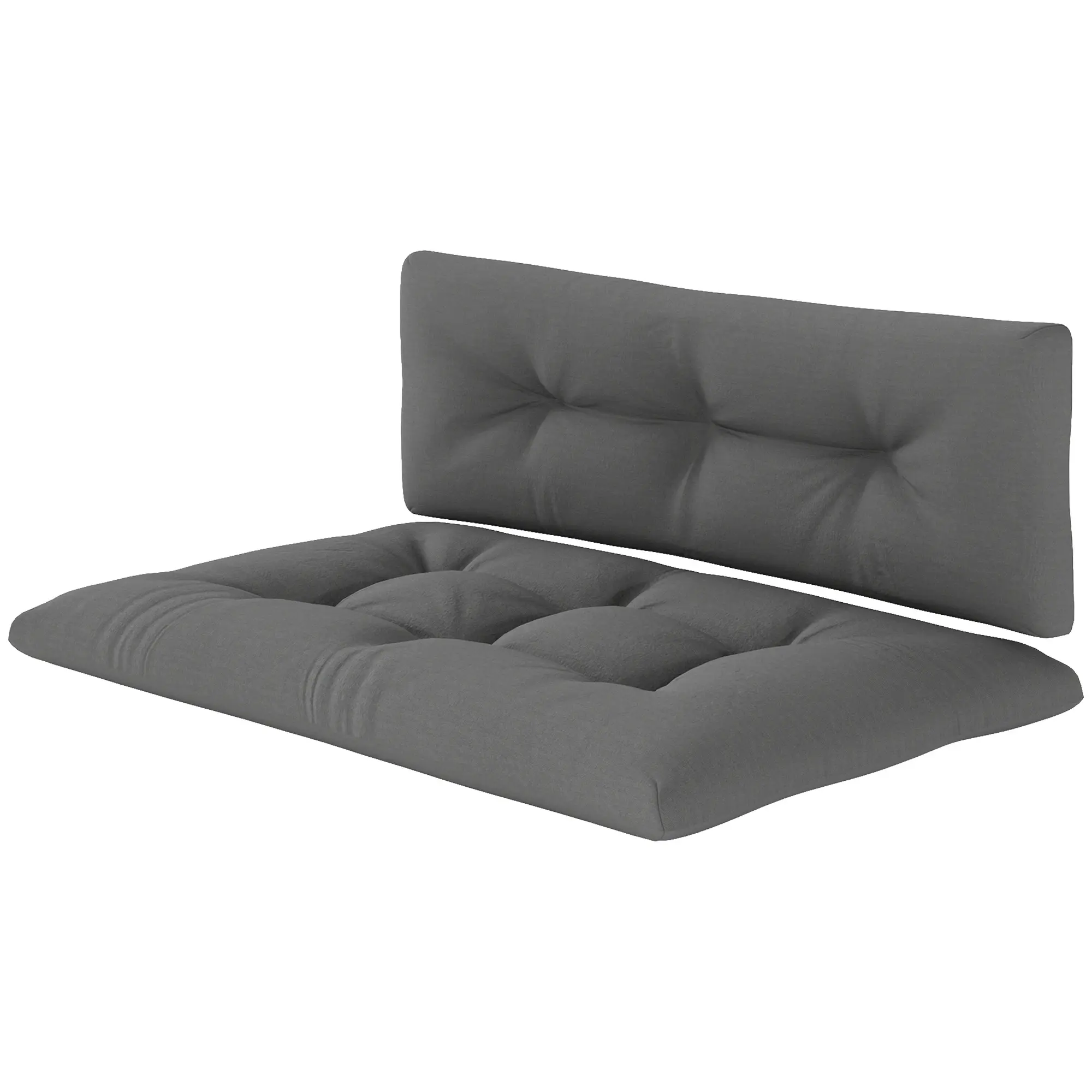 2-Seater Dark Gray Outdoor Pallet Cushion Set, 47x30in Seat & 47x15in Back, 3.9in Thick Tufted Design for Patio Garden Furniture Replacement