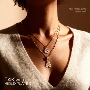 MINDEKA 2 Pack Initial Letter Pendant Necklaces 14K Gold Plated Elegant Alphabet Necklaces for Women with Adjustable 17''-19'' Chain