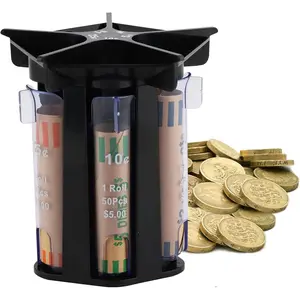 Coin Counter Sorter Tube with Coin Wrappers, 5-in-1 Change Sorter Counter Machine, Sort Your Pocket Change & Coin-Purse Pouch Quick & Accurate