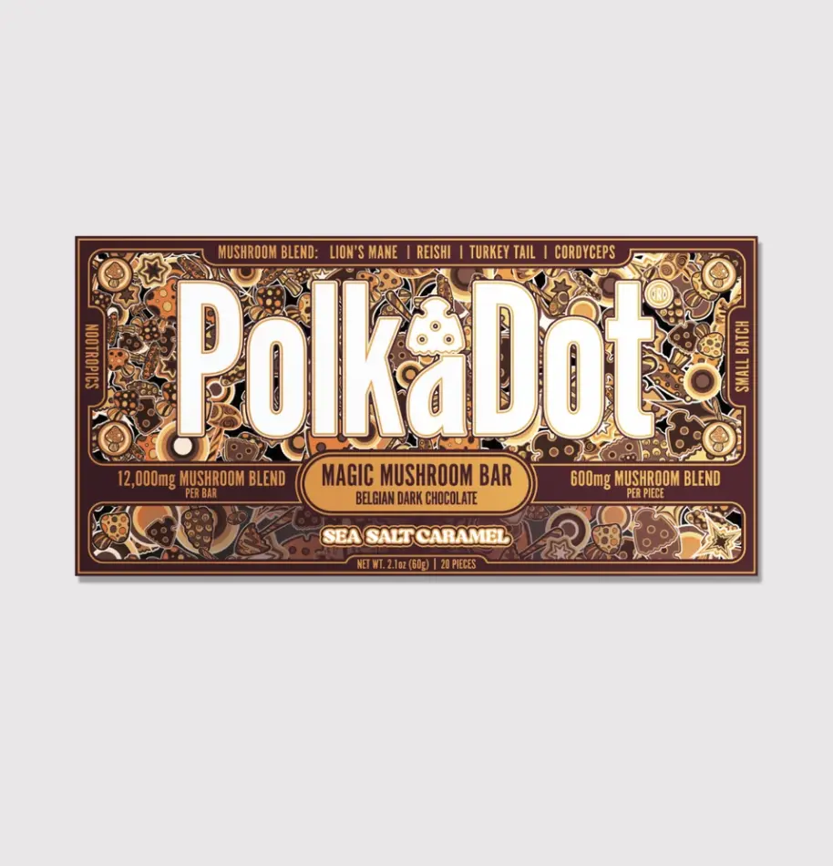 Polkadot Belgian Chocolate, 20 Count, High Potency Plant-based Snack, Sea Salt Caramel, 100% Organic, High-Quality Ingredients, Made in USA, All Natural, Healthy Chocolate, 20 Piece Chocolate Bar
