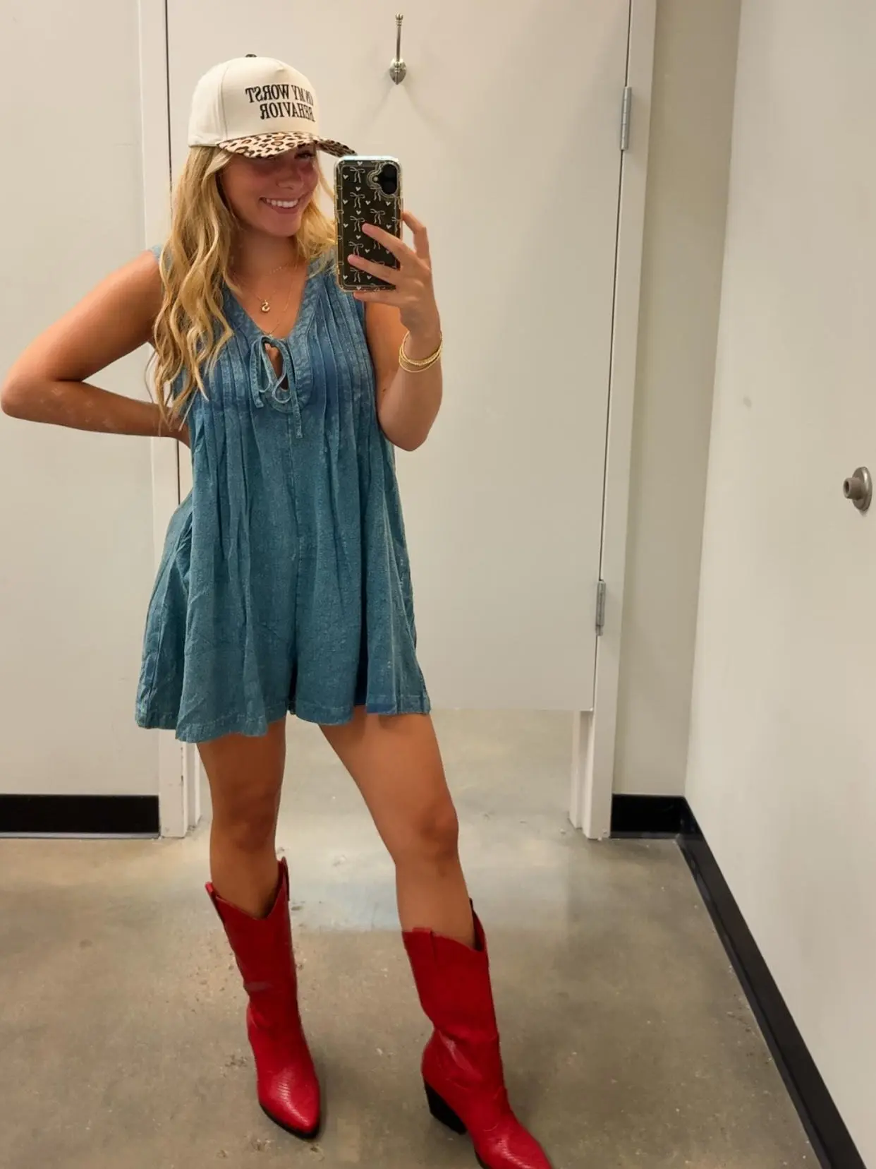 Denim Mineral Washed Pleated Romper