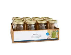 32 oz Quart Mason Jars Wide Mouth 12-Pack with Lids for Canning Vegetables & Pantry Setup Ideal for Storage and Organization