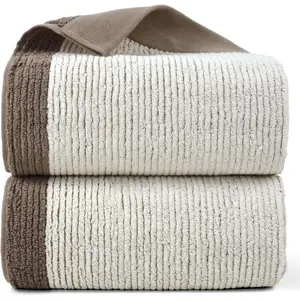 Shower Towels for Bathroom - Ultra Soft Bath Towels Set of 2, 520 GSM, 500,000 Dense Loops per Side, Quick-Dry and Highly Absorbent, 54 x 28 Inches, Light-Brown