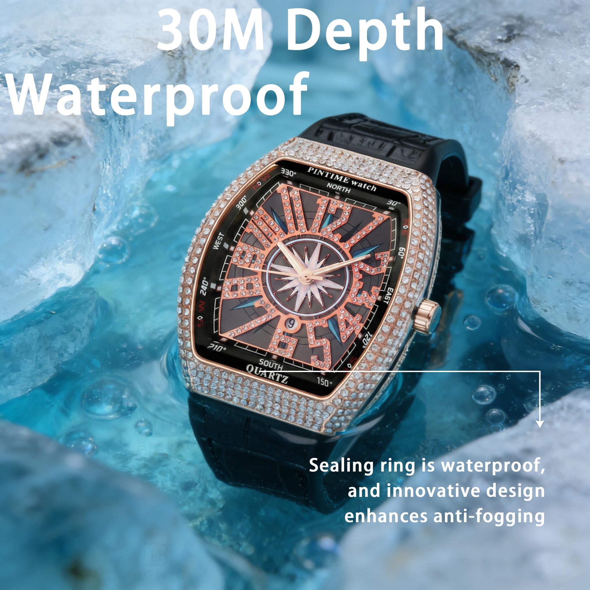 Luxury Rhinestone Decorated Quartz Watch New Style Fashionable Elegant Square Dial Analog Watch For Men & Women Trendy Watch For Daily Life With Box